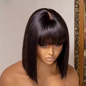 3x1 Middle Part Lace Bob Wigs with Bangs